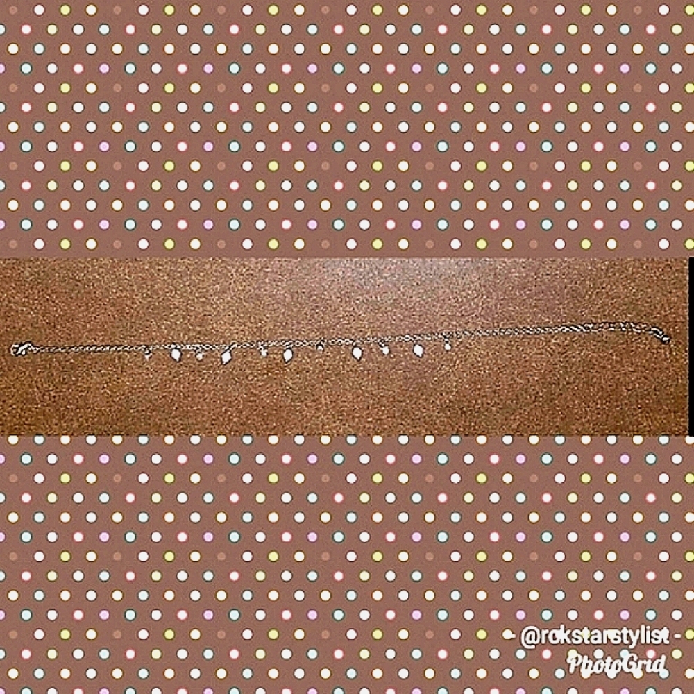 Avon Anklet -White Beads & Rhinestones